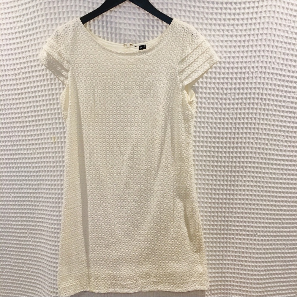 Mango eyelet fully lined cap sleeve dress